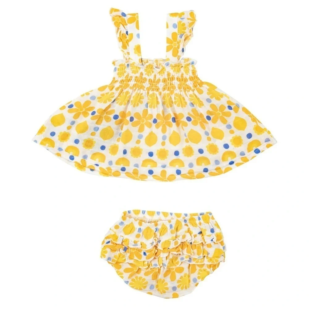 Sunny Lemon Geo Smoked Sundress and Diaper Cover